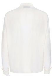 Daffy Silk Shirt | Råhvid | Silke skjorte med flæser fra Mos Mosh