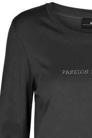 Passion Stud Tee LS | Sort | Langærmet t-shirt med sten fra Mos Mosh