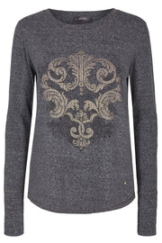 Barok Tee LS | Grey melange | Langærmet t-shirt med tryk fra Mos Mosh