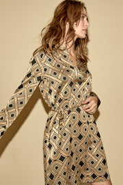 LIPA PRINTED DRESS | Golden print | Gylden kjole fra MOS MOSH