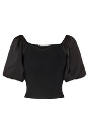 Mercia Off-Shoulder Mix Blouse | Black | Strik fra Co'couture