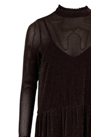 Kala Mesh Dress | Chocolate Brown | Kjole med glimmer fra Neo Noir