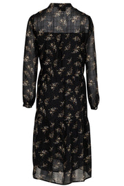 Zenya Flower Dress | Sort | Kjole med tern og blomsterprint fra Neo Noir