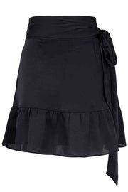 Chrissy Solid Wrap Skirt | Sort | Kort slå om nederdel fra NEO NOIR