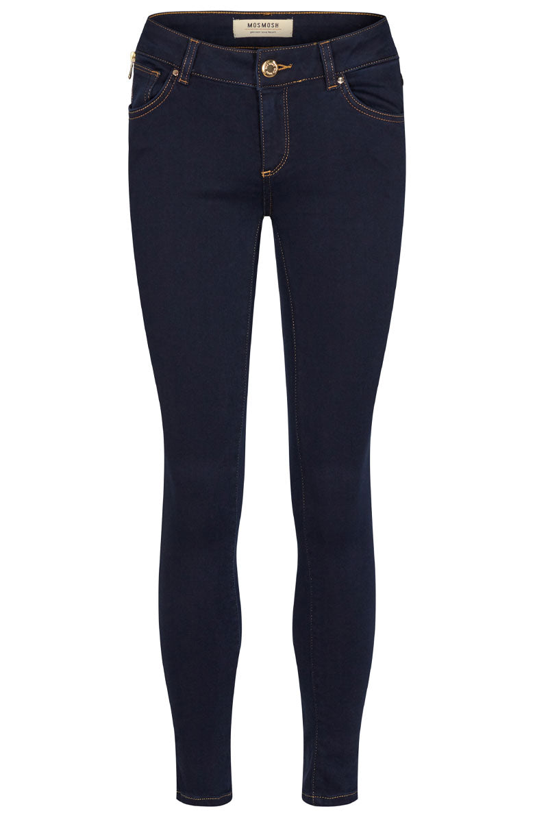 Victoria 7/8 Silk touch jeans | Dark blue denim Jeans fra Mos Mosh – Lisen.dk
