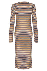 Natalia Ls Dress | Brown Gold Lurex Stripe | Kjole fra Liberté