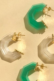 Art Deco Acrylic Earrings | Grøn / Guld | Øreringe fra Plissé Copenhagen