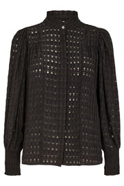 Petra Crepe Check Shirt | Black | Skjorte fra Co'couture
