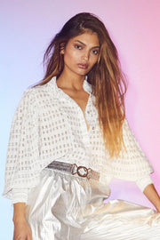 Petra Crepe Check Shirt | White | Skjorte fra Co'couture