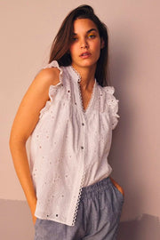 Pola Anglaise Top | White | T-Shirt fra Co'couture