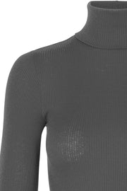 Silk T-shirt Roller Neck | Mørkegrå | Silke rullekrave fra Rosemunde