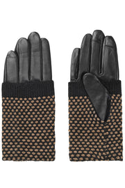 Riga Glove | Sort / Beige | Handske med strik fra Becksöndergaard