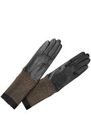 Riga Glove | Sort / Beige | Handske med strik fra Becksöndergaard
