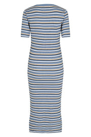 Roberta Ss Dress | Dusty Blue Sand Stripe | Kjole fra Liberté