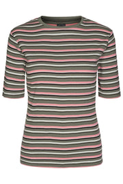 Roberta T Shirt | Army Rose Stripe | T-shirt fra Liberté