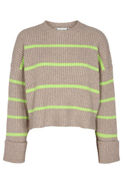 Row Stripe Box Crop O-knit | Champagne | Strik fra Co'couture