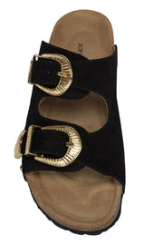 Sandal | Sort | Slippers med guld spænder fra Sofie Schnoor