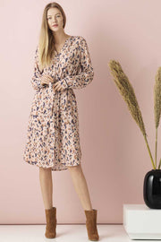 Woven Shirt Dress On Knee - U6034 | Rosa | Kjole med pletter fra Saint Tropez