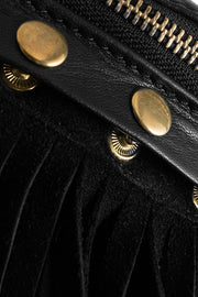 Bumbag | Sort | Lille bæltetaske med frynser og gulddetaljer fra Depeche
