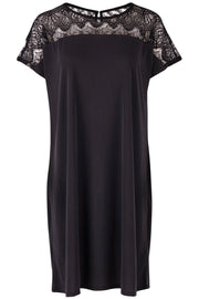 Jersey Dress Below Knee | Sort | Jersey kjole med blonder fra Saint Tropez