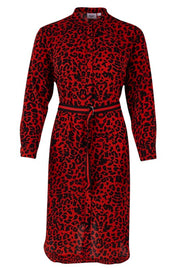 WOVEN DRESS T6193 I Rød I Skjorte kjole med print fra SAINT TROPEZ