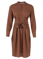 WOVEN DRESS BELOW KNEE | Rust | Skjorte kjole med prikker fra SAINT TROPEZ