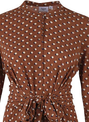 WOVEN DRESS BELOW KNEE | Rust | Skjorte kjole med prikker fra SAINT TROPEZ