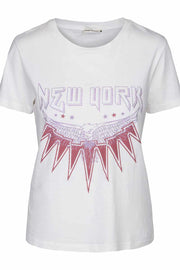 Filicia tee | Hvid | T-shirt med lilla print fra Sofie Schnoor