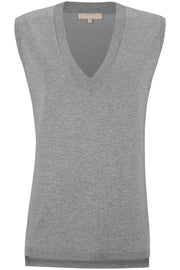 Marla V-neck Loose Fit Knit Vest | Light Grey | Vest fra Soft Rebels