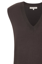 Marla V-neck Loose Fit Knit Vest | Shaved Chocolate | Vest fra Soft Rebels