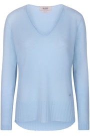 Sophia V-neck Cashmere | Celestial Blue | Cashmere strik fra Mos Mosh