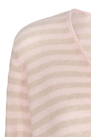 Sophia Stripe V-neck Cashmere | Chintz Rose | Sweater fra Mos Mosh