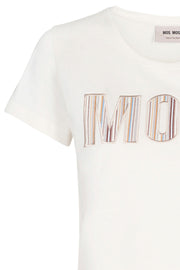 Arden Logo Embroidery Tee | Råhvid | T-shirt med skrift fra Mos Mosh