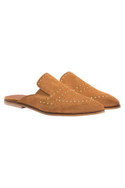 Boston Suede Flat | Cognac | Loafers med nitter fra Mos Mosh
