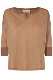 Kiara 3/4 Blouse | Toasted Coconut | Bluse med glimmer fra Mos Mosh