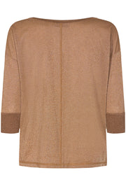 Kiara 3/4 Blouse | Toasted Coconut | Bluse med glimmer fra Mos Mosh