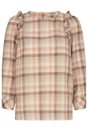 Gurit Check Blouse | Toasted Coconut | Bluse fra Mos Mosh