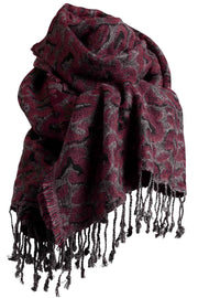 Beth scarf | Burgundy | Vævet leopard tørklæde fra Stylesnob