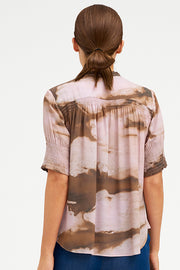 Sikka shirt with smock | Champagne w. Print | Skjorte fra Gustav