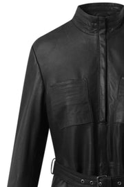 Dress w/belt | Black | Læder kjole fra Depeche