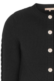 SRTine O-neck Knit Cardigan | Black | Cardigan fra Soft Rebels