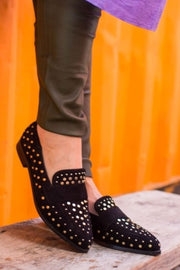 Molly Suede | Black | Ruskinds loafer med nitter fra Copenhagen Shoes