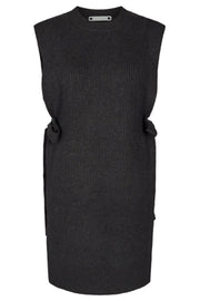 Anisa Slit Side Vest | Black | Lang strik vest fra Co'Couture