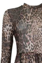 Goldie Tulle Dress | Leopard | Mesh kjole med dyreprint fra Black Colour