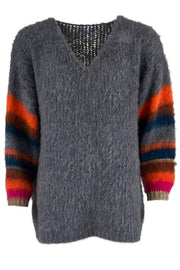 Hera Oversize Brushed Knit Sweat | Grey | Oversize strik fra Black Colour