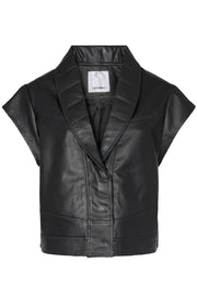 Harvie Leather Crop Vest | Black | Jakke fra Co'couture
