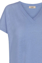 Maya V-neck Tee | Bel Air Blue | T-shirt fra Mos Mosh