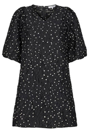Yoyo Dot Jacquard V-Dress | Black | Kjole fra Co'couture