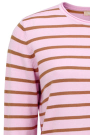 Zara O-Neck Knit Stripe | Rosa | Pullover med striber fra Soft Rebels