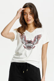Gabriella V-neck T-shirt | Spring Gardenia | T-shirt fra Culture